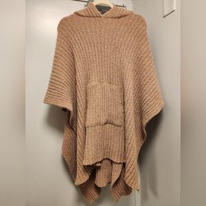Free People Tan Hooded Sweater Poncho- OS